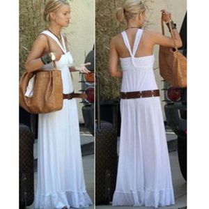 Revolve - Love from Yaya maxi halter twist ruffle